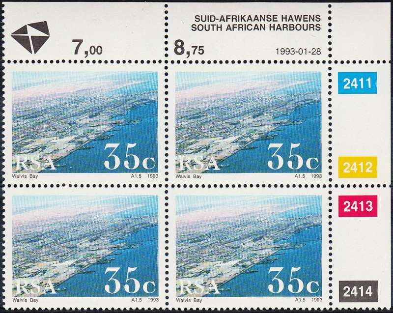 RSA 1993 SA HARBOURS FULL SET CONTROL BLOCKS MNH (SACC 790-794)