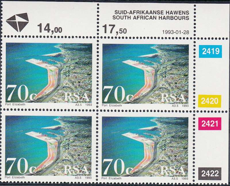 RSA 1993 SA HARBOURS FULL SET CONTROL BLOCKS MNH (SACC 790-794)