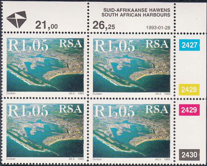 RSA 1993 SA HARBOURS FULL SET CONTROL BLOCKS MNH (SACC 790-794)