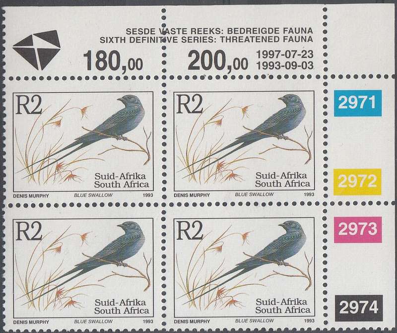 RSA 1997 SIXTH DEFINITIVE SERIES R2 BLUE SWALLOW MNH (SACC 840b)