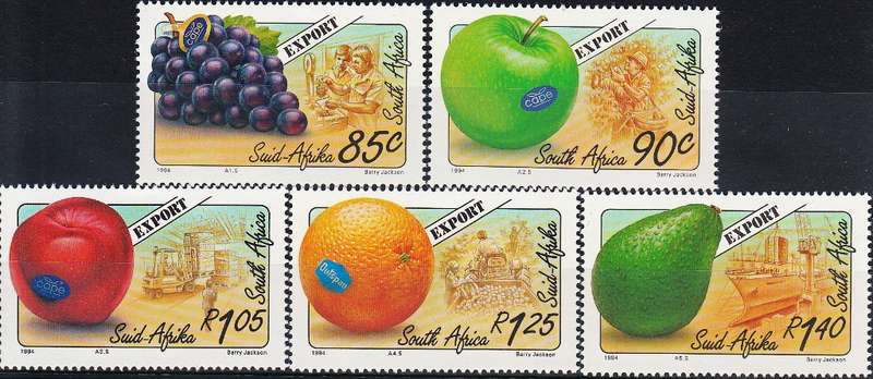 RSA 1994: EXPORT FRUITS FULL SET OF 5 MNH (SACC 853-857)