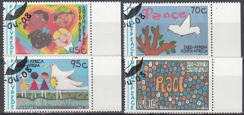 RSA 1994: PEACE ISSUE - CHILDRENS PAINTINGS FULL SET CTO (SACC 858-861)