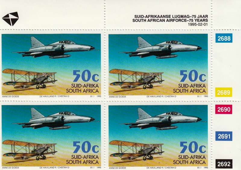 RSA 1995 75th ANNIVERSARY OF FIRST TRANS-AFRICAN FLIGHT SET CONTROL BLOCKS MNH (SACC 889-890)
