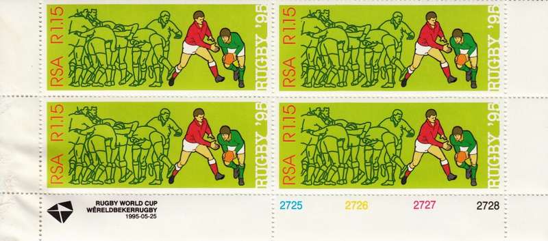 RSA 1995: RUGBY WORLD CUP TOURNAMENT CONTROL BLOCKS MNH (SACC 896, 897, 899)