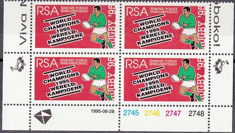 RSA  1995: SA RUGBY WORLD CHAMPIONS SET CONTROL BLOCKS MNH (SACC 903/4)