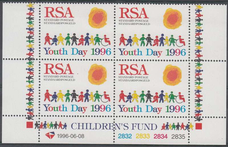 RSA 1996: NELSON MANDELA CHILDRENS FUND CONTROL BLOCK OF 4 MNH (SACC 953)