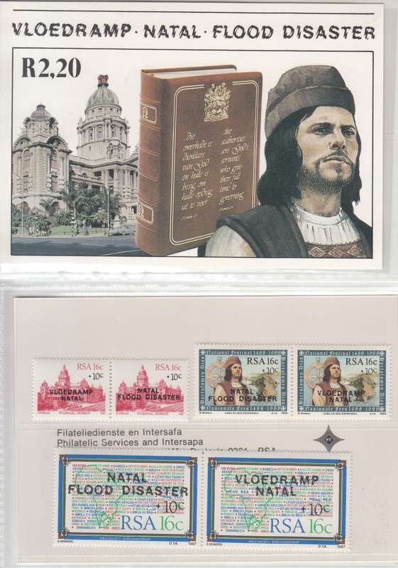 RSA 1987 NATAL FLOOD DISASTER STAMPS IN PAIRS MNH