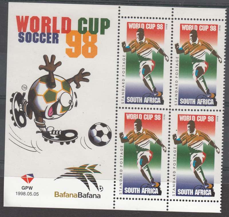 RSA 1998: WORLD CUP SOCCER BLOCK OF 4 MNH (SACC 1095)