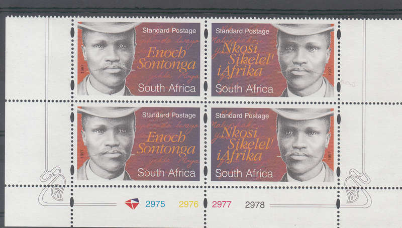 RSA 1997: E. SONTONGA: COMPOSER OF NAT. ANTHEM CONTROL BLOCK OF 4 MNH (SACC 1064-1065)