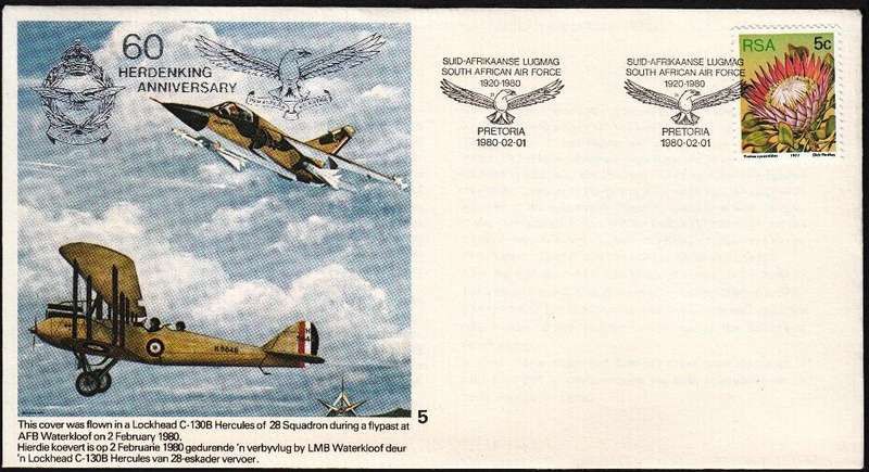 1980 RSA South African Air Force 60th Anniversary # 5 Commemorative Cover