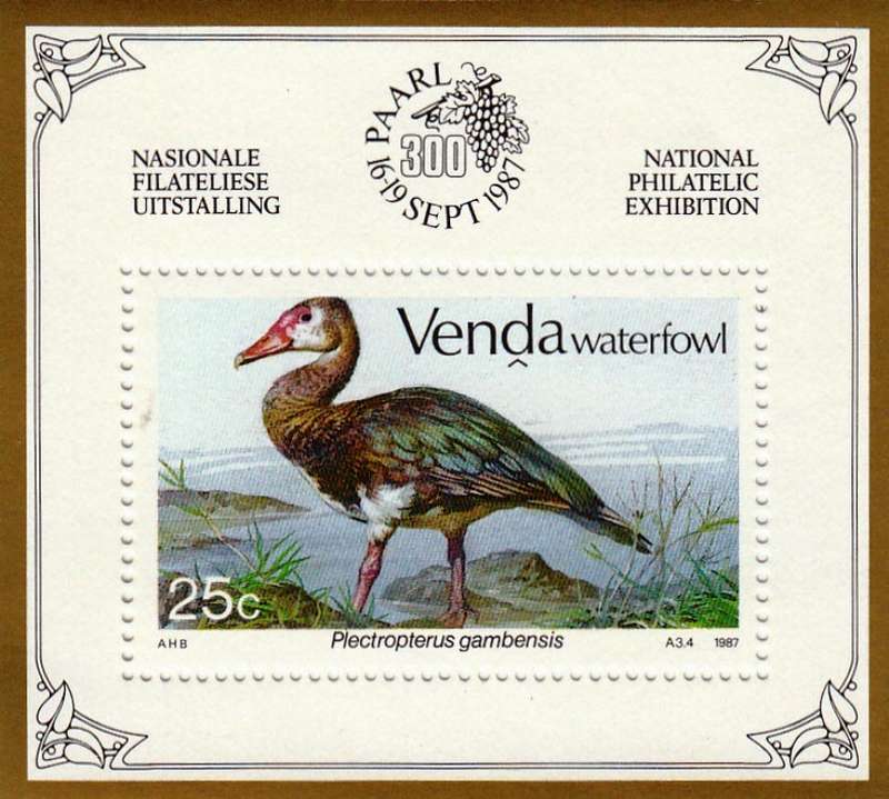 VENDA 1987 FOUNDATION MINIATURE SHEET - WATERFOUL MNH (SACC 153a)