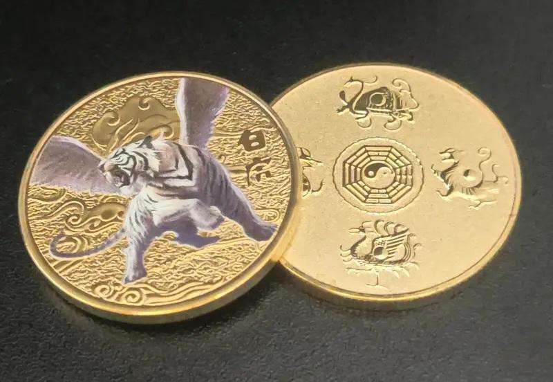 Chinese mythical divine beast - (White Tiger) commemorative novelty coin (40mm)