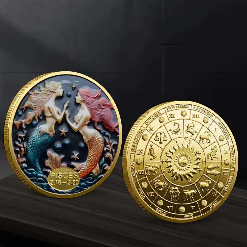 Pisces Zodiac sign commemorative novelty coin (40mm)