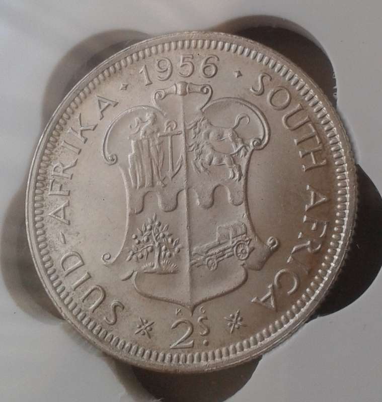 1956 Union silver 2 Shillings SANGS MS61 (Mint State)