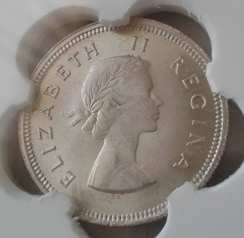 1956 Union silver 2 Shillings SANGS MS61 (Mint State)