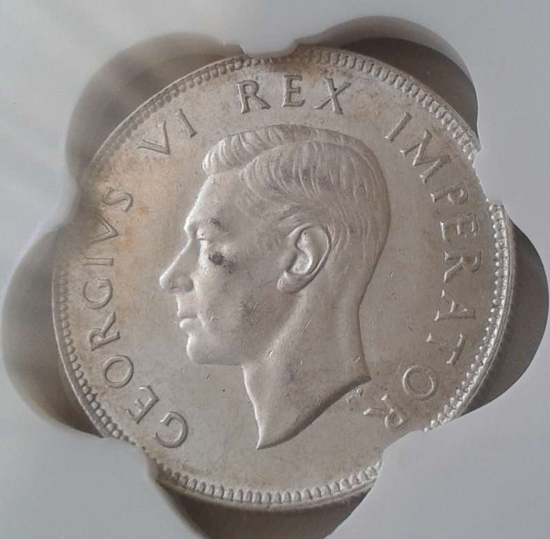 Higher grade 1945 union silver 2 1/2 Shillings SANGS AU55.