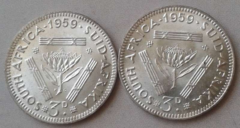 Set of X2 union 1959 tickeys with KG and no KG variety