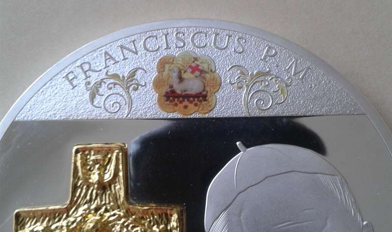 Large 70mm encapsulated Pope Francis silver plated proof medal incl.certificate