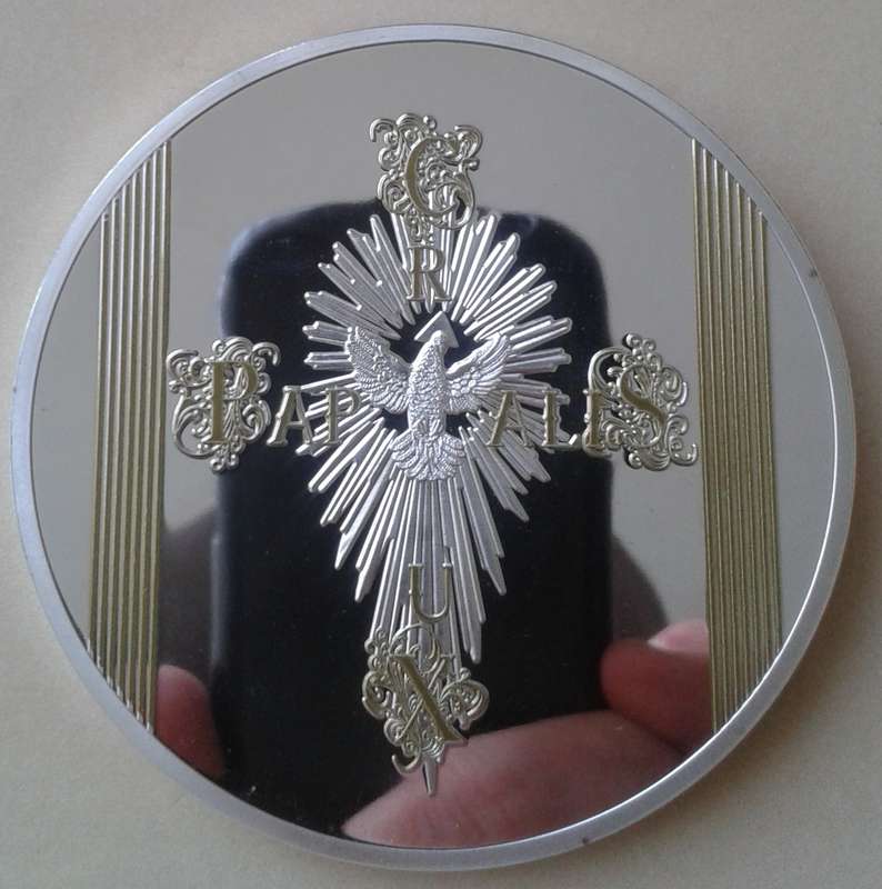 Large 70mm encapsulated Pope Francis silver plated proof medal incl.certificate
