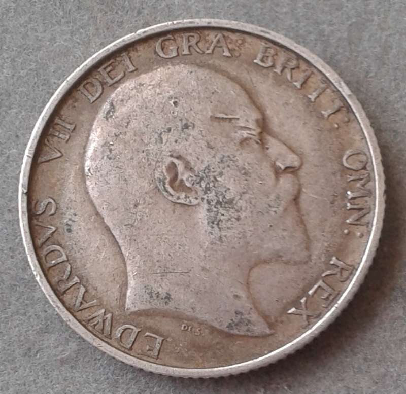 1902 British sterling silver shilling