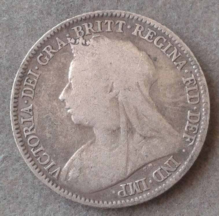 1897 British sterling silver sixpence