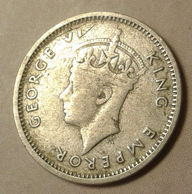 1945 Southern Rhodesia sterling silver threepence.