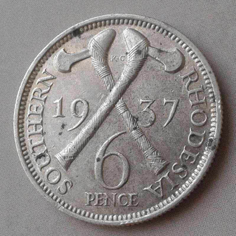 Nice 1937 Southern Rhodesia sterling silver sixpence in VF