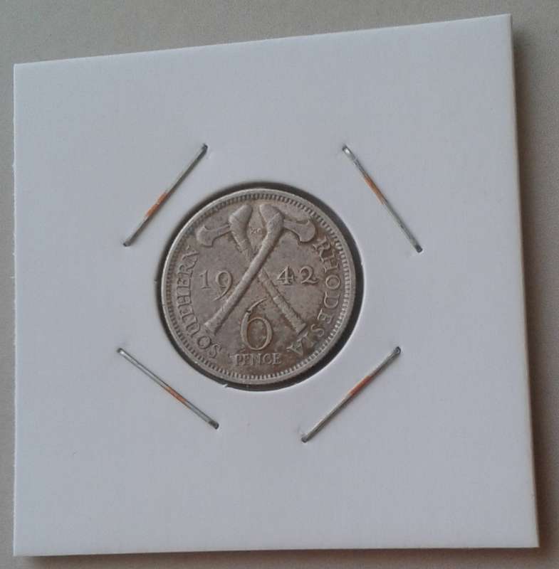 1942 Southern Rhodesia sterling silver sixpence