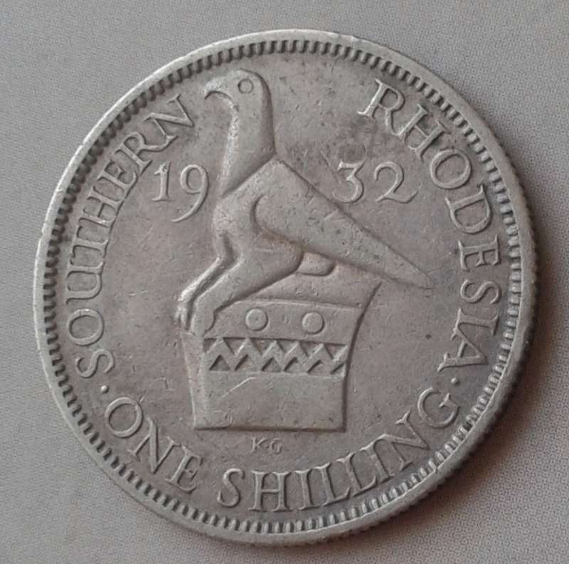 1932 Southern Rhodesia sterling silver shilling.