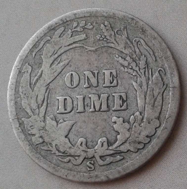 1906 S USA silver Barber dime