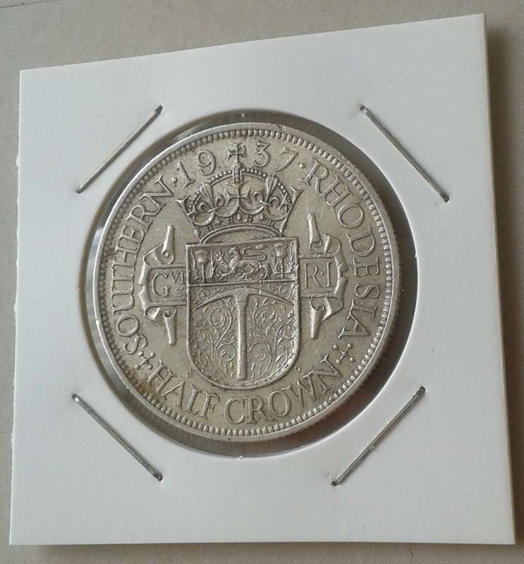 1937 Southern Rhodesia sterling silver half crown in VF+