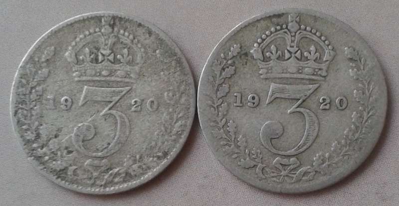 1920 British sterling silver threepence.