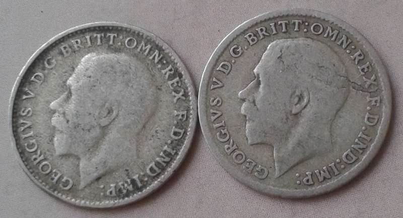 1920 British sterling silver threepence.