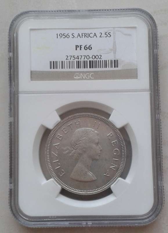 1956 Union proof silver 2 1/2 Shillings NGC PF66