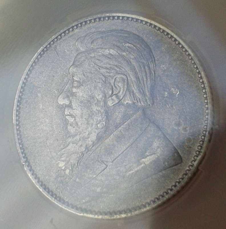 1897 ZAR Kruger silver shilling SANGS AU55