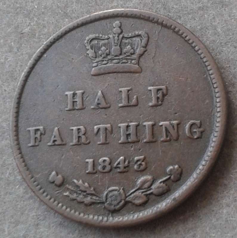 1843 British half farthing