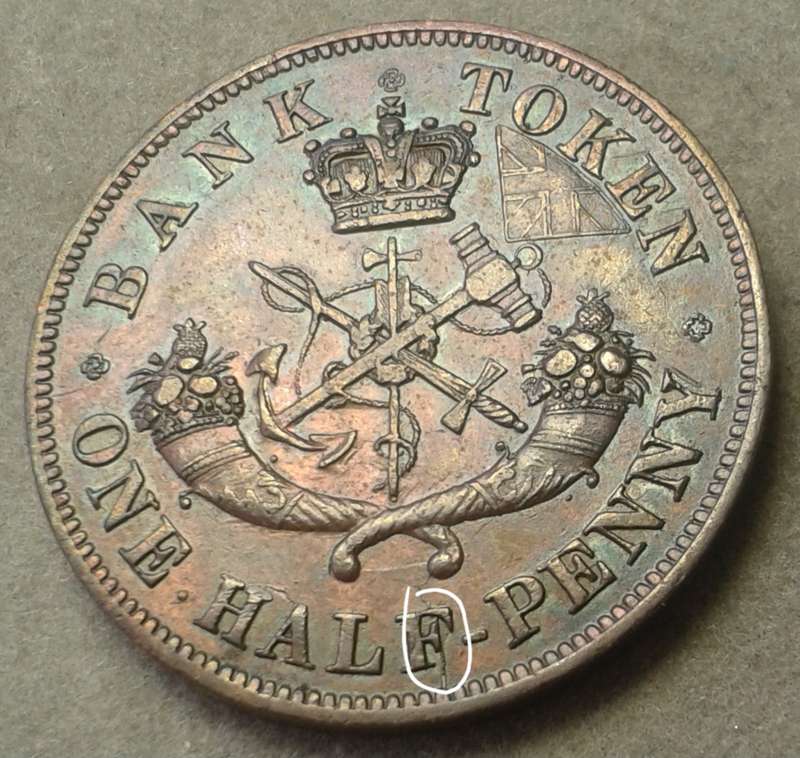 1852 Bank of upper Canada 1/2 penny token (High grade)
