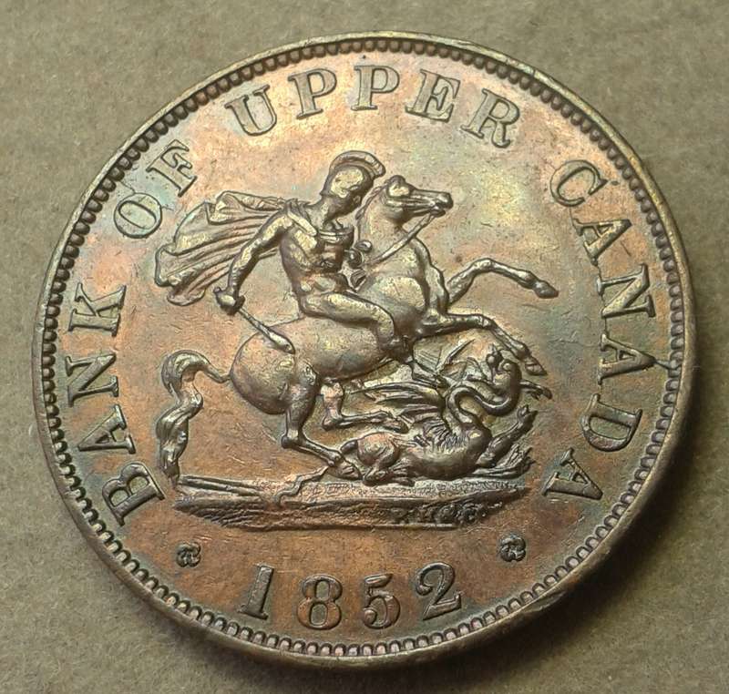 1852 Bank of upper Canada 1/2 penny token (High grade)