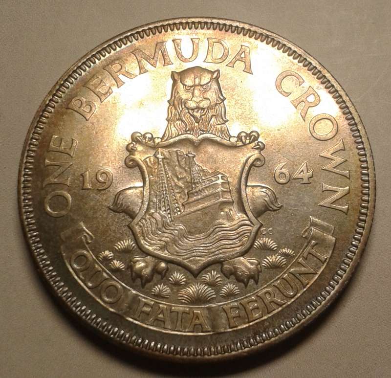 Uncirculated 1964 Bermuda silver crown in case