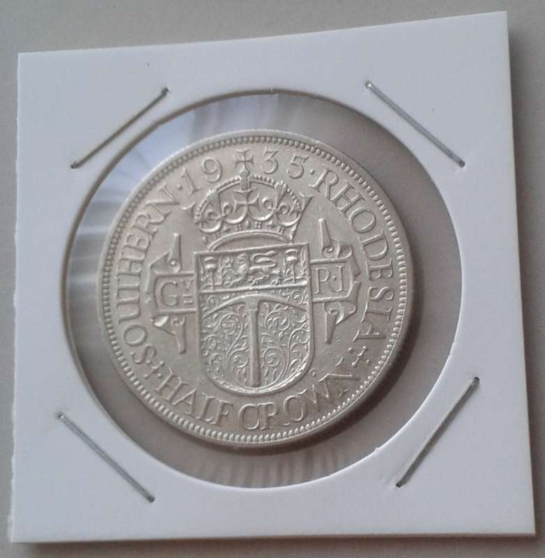1935 Southern Rhodesia sterling silver half crown