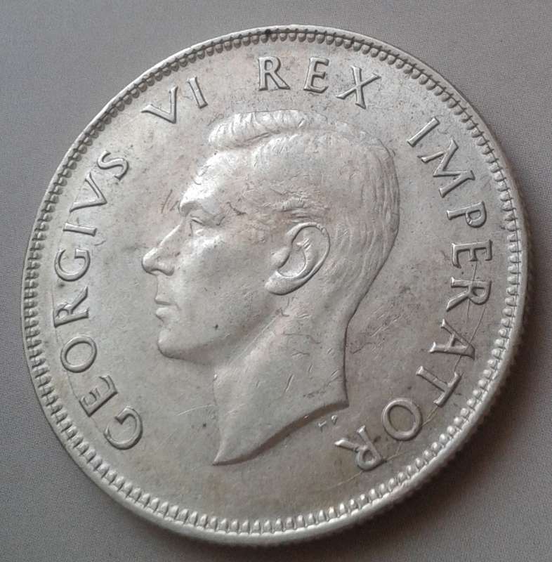 1944 Union silver 2 1/2 Shillings with reverse and obverse die cracks