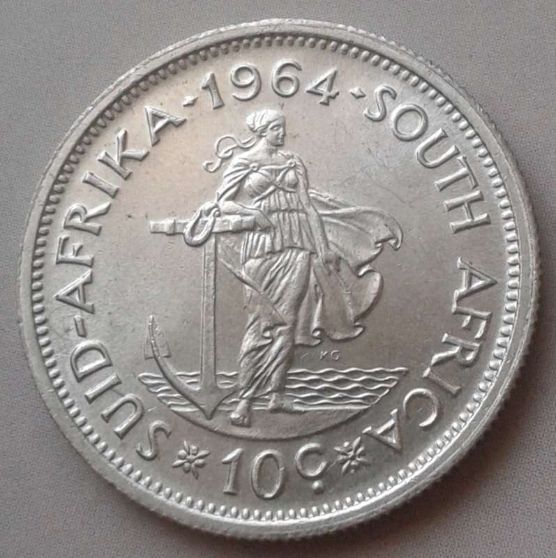 Lustrous 1964 Republic silver 10c