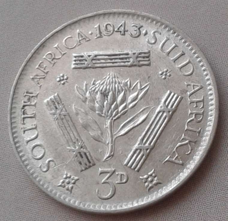 1943 Union silver tickey in XF.