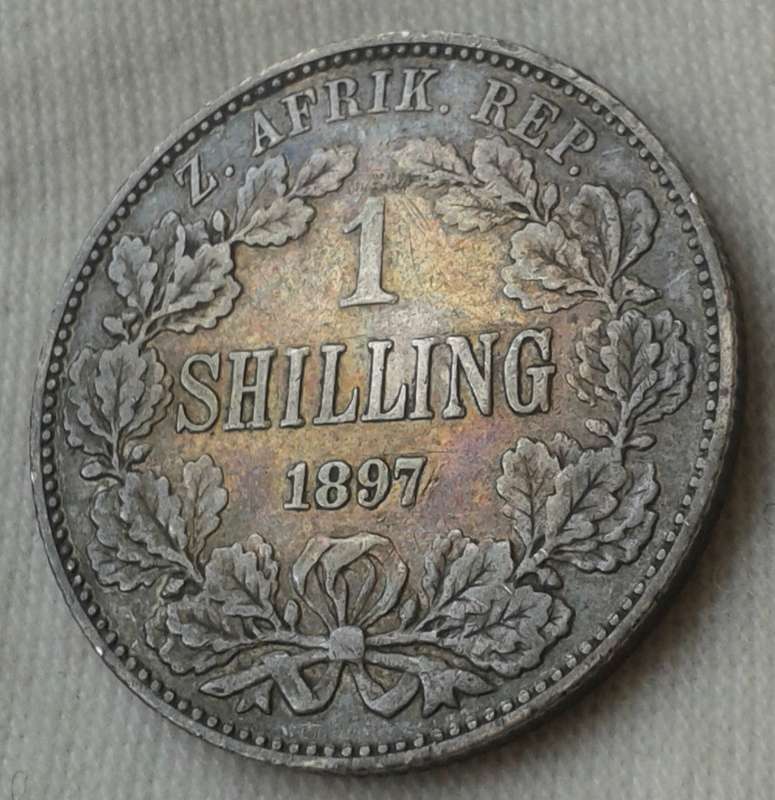 Nice 1897 ZAR Kruger silver shilling in XF