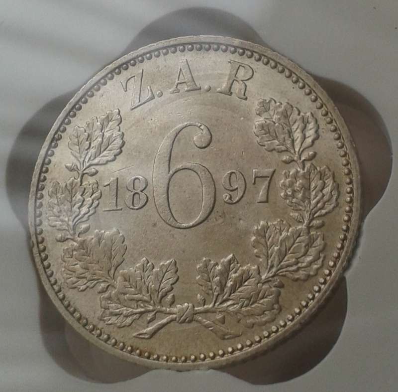 Nice 1897 ZAR Kruger silver sixpence SANGS MS61