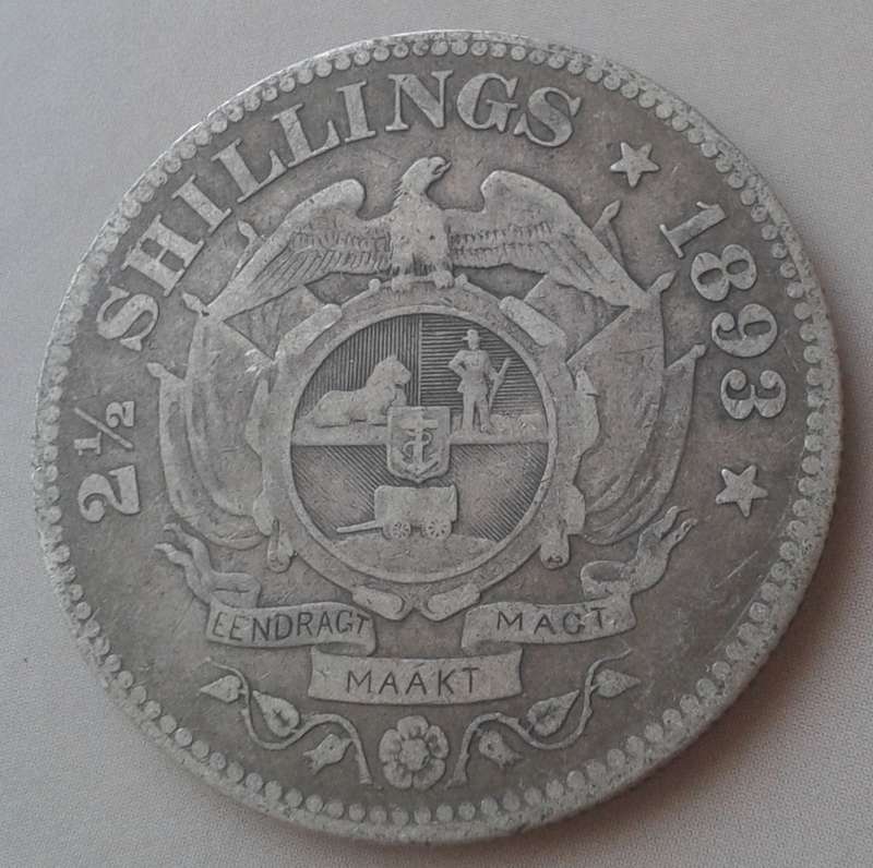 Scarce 1893 ZAR Kruger silver 2 1/2 Shillings