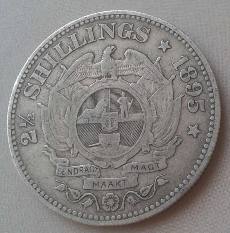 Decent 1895 ZAR Kruger silver 2 1/2 Shillings