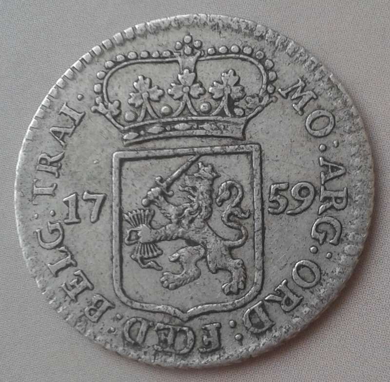 Nice 1759 Netherlands (Province of Utrecht) silver 1/4 Gulden (5 Stuivers)