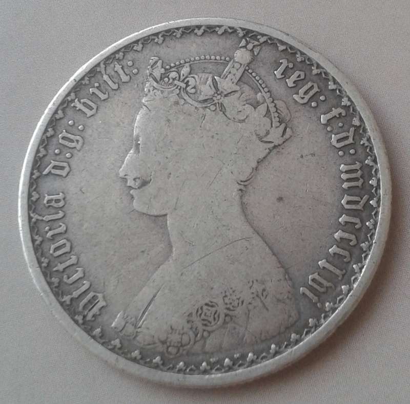 1856 British sterling silver Gothic Florin
