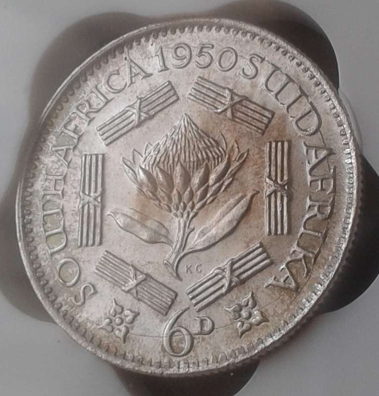 1950 Union silver sixpence SANGS MS61